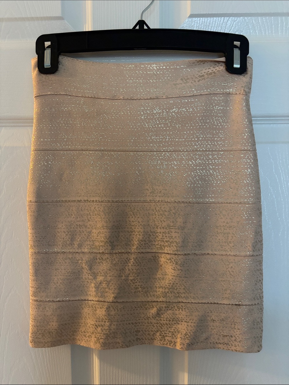BCBGMaxAzaria Shimmery Champagne Bandage Mini Skirt